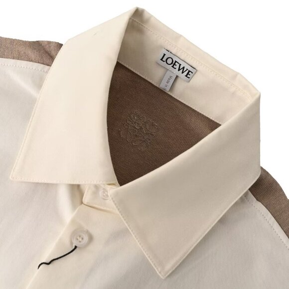 LOEWE SS25 Logo Badge Colorblock Lapel Single-Breasted Long-Sleeved Shirt Men's - Picture 4 of 9